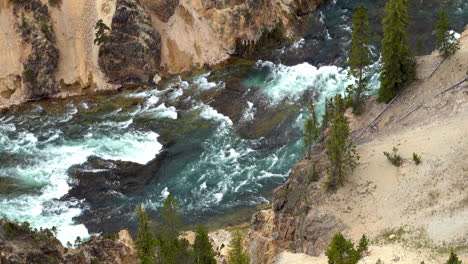 vista de los rápidos de aguas bravas en el río yellowstone