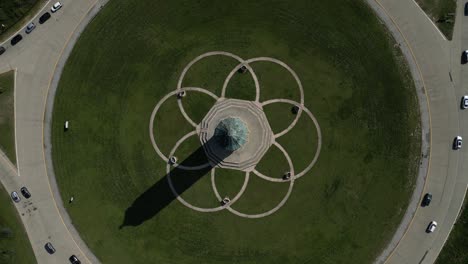 a top down view directly over the robert moses water tower in babylon, ny on a sunny day