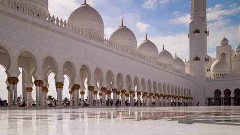 sunny day most famous abu dhabi grand mosque hall panorama 4k time lapse uae