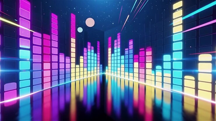 Futuristic Rainbow Neon Music Equalizer Visualizer Background