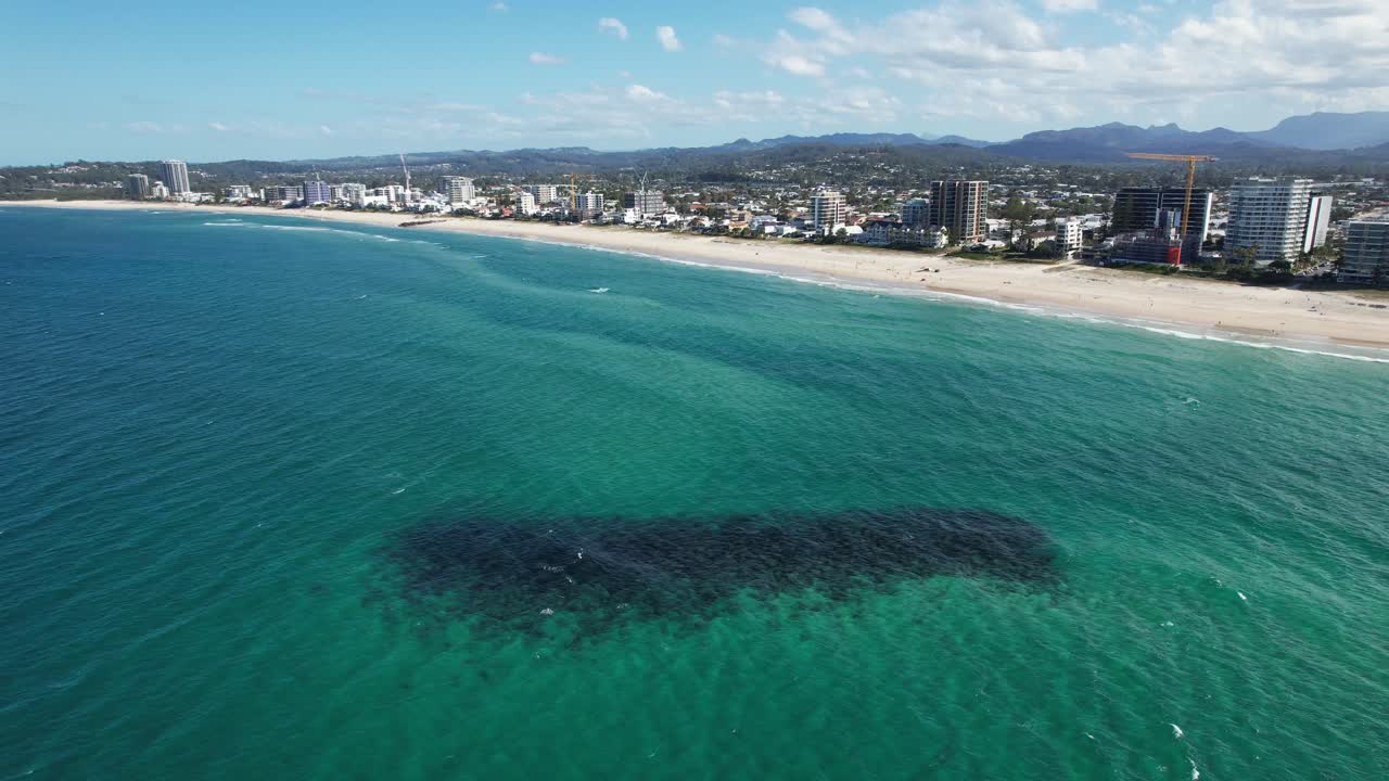 Ocean In Palm Beach, Gold Coast, Queensland, Australia - Drone Shot