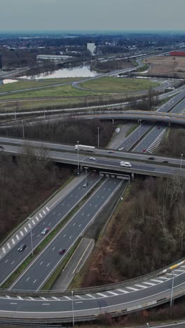 belgian multilane highway aerial shote