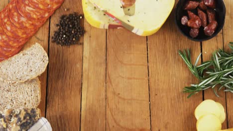 various food items on wooden board