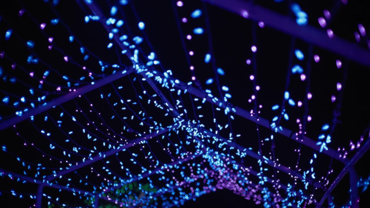 Illuminated arch entrance at night