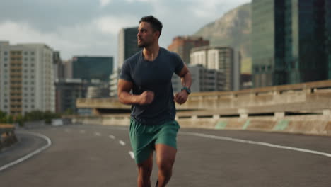 sports, running and fitness man in a city street