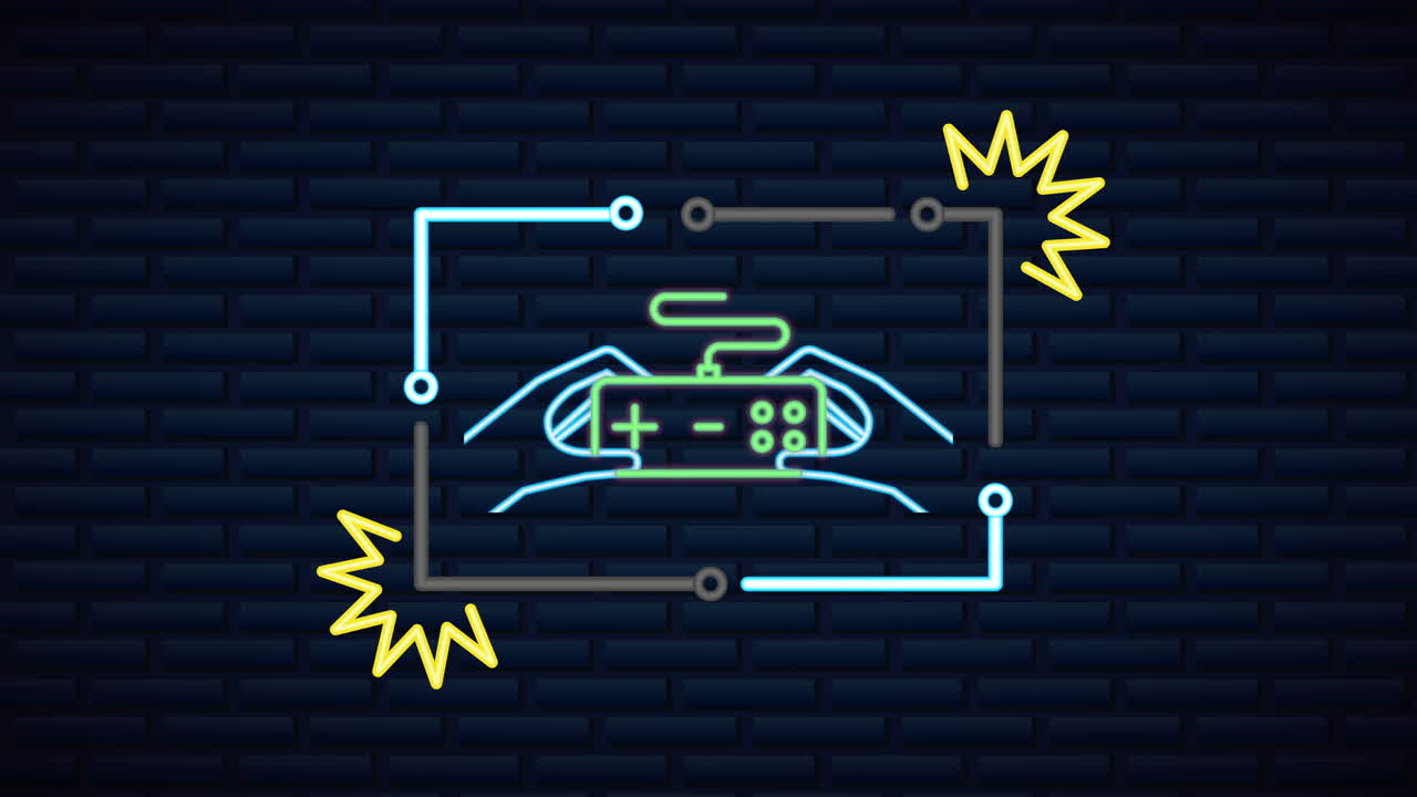 pared con luz de neón para el control de videojuegos