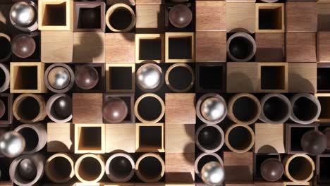 abstract wooden chessboard with spheres