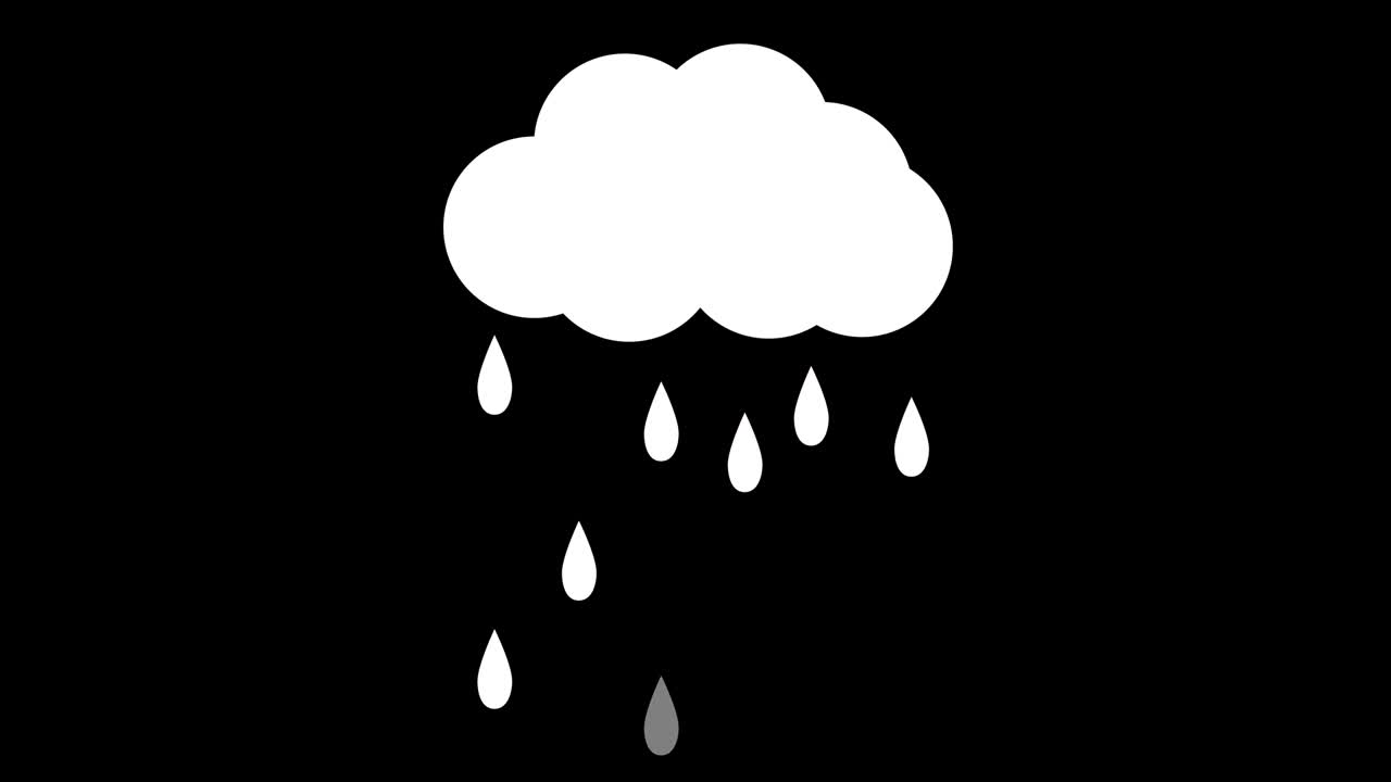 구름에서 아오르는 활기찬 비방울.