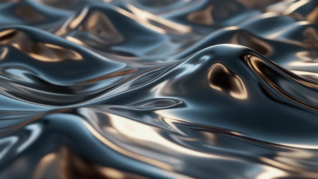 Abstract Liquid Metal Surface with Smooth Rippling Waves