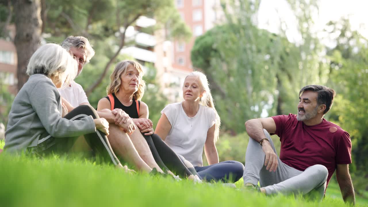 Group of Senior Adults Relaxing in a Park
