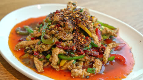 stir-fried pork with mala chilli - chinese food style