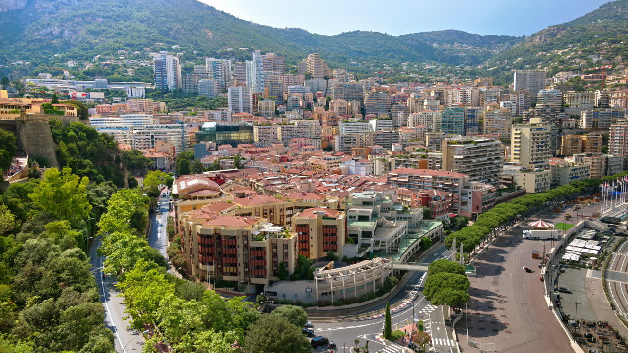 Aerial view of the skyline of Monte Carlo, Monaco