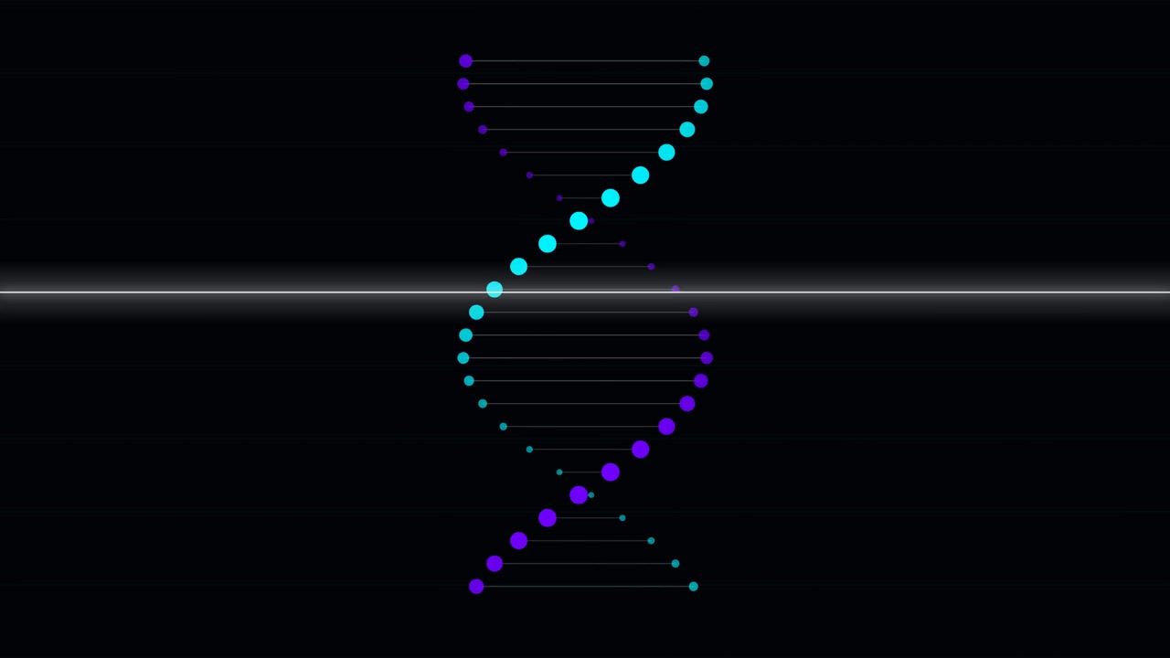 Digital DNA Helix Rotating with Scanning Light Effect