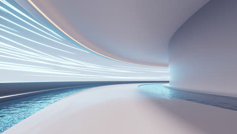 una stanza vuota con dell'acqua dentro, rendering 3d.
