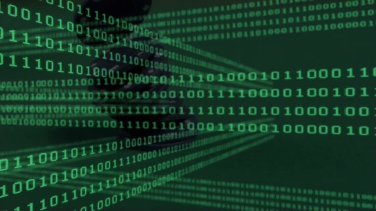 Animation of data processing over casino playing chips