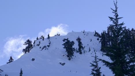 Forest-Mountains-Covered-With-Snowscape-During-Winter-In-Ski-Resort