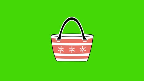 video de 4k del diseño de bolso de verano de dibujos animados en fondo verde.
