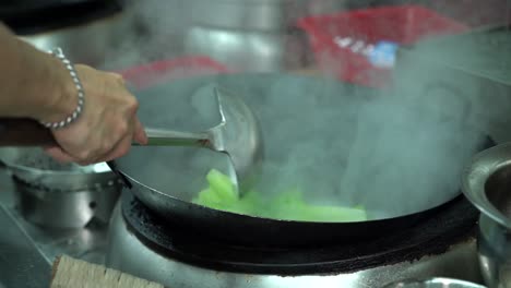 hong kong style cooking vegitables with wok