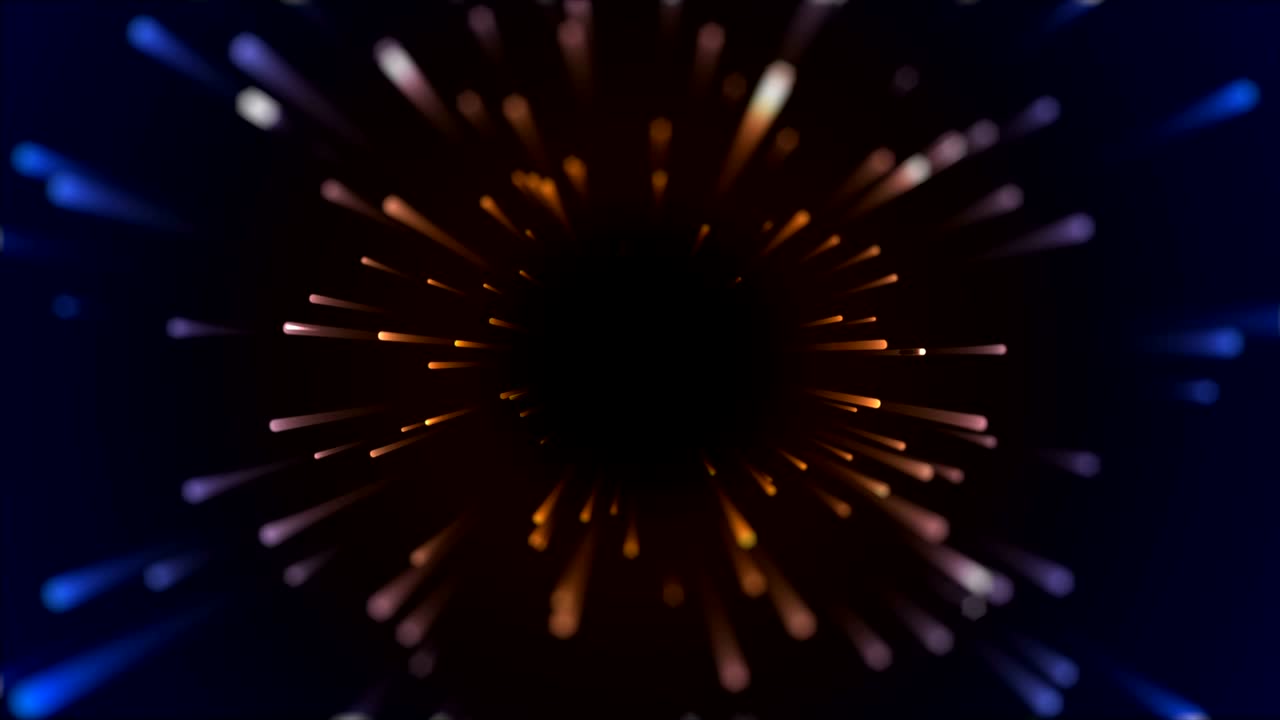 animación de video de estallido de estrellas del espacio de neón azul naranja