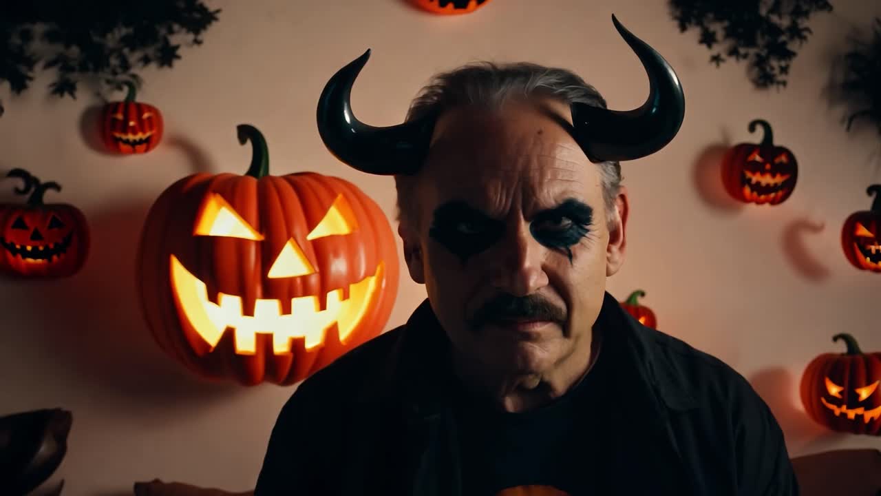 Man in Devil Costume for Halloween