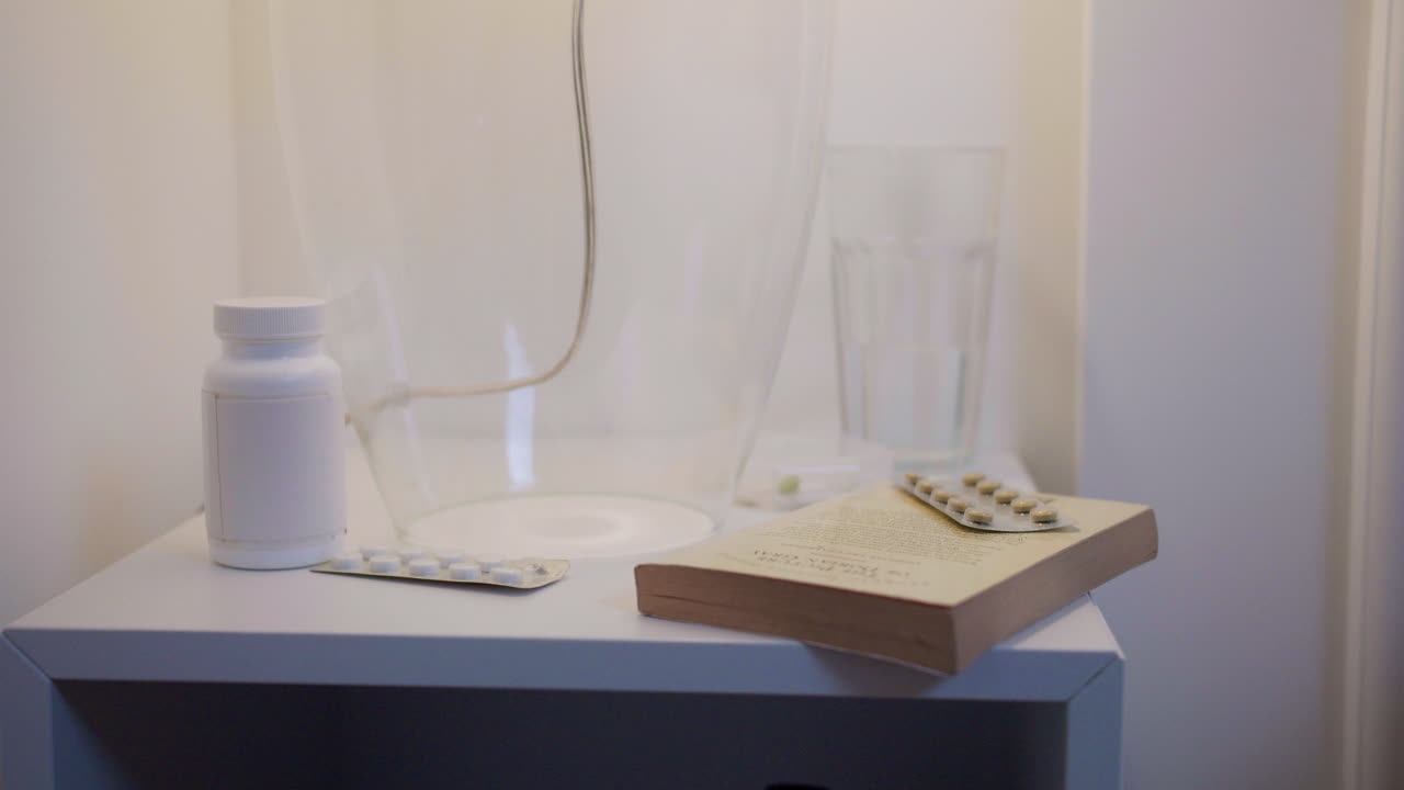 남자가 술을 마시고 약을 먹고