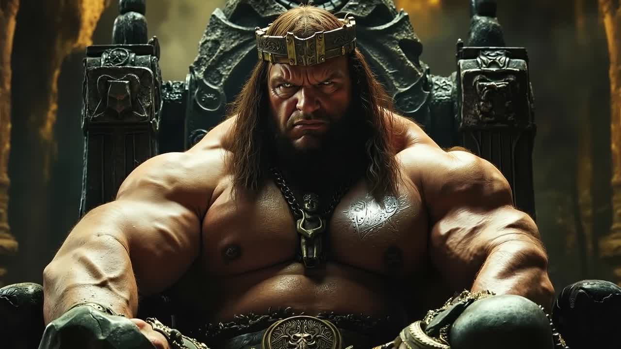 왕좌 에 앉아 있는 왕관 을 쓴 사람