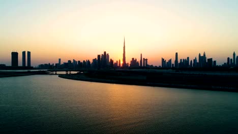 aerial view of dubai cityscape during scenic sunset, u.a.e.