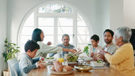 food, big family and eating together in home