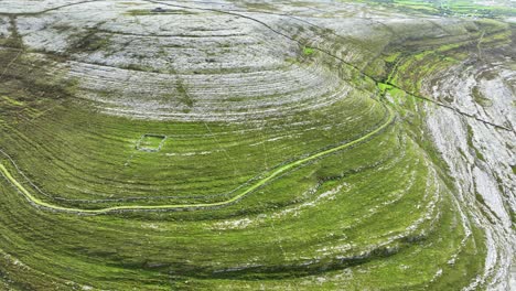 ireland epic locations drone flying over the layered landscape of the burren clare limestone micro climate on the wild atlantic way ireland