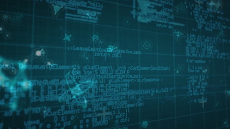 animación de moléculas sobre el procesamiento de datos en fondo negro