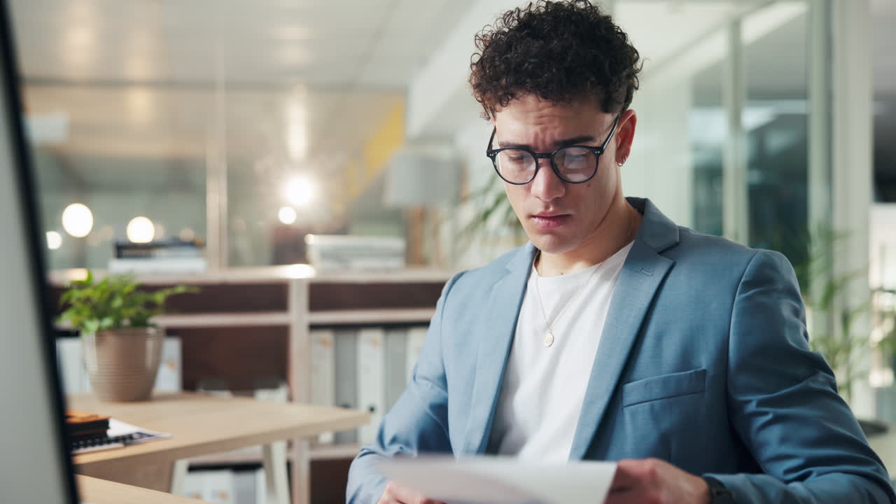 A stressed businessman in an office