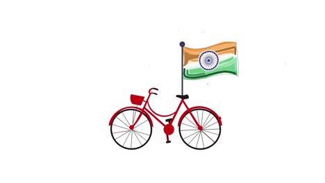 happy independence day, bicycle with indian national flag