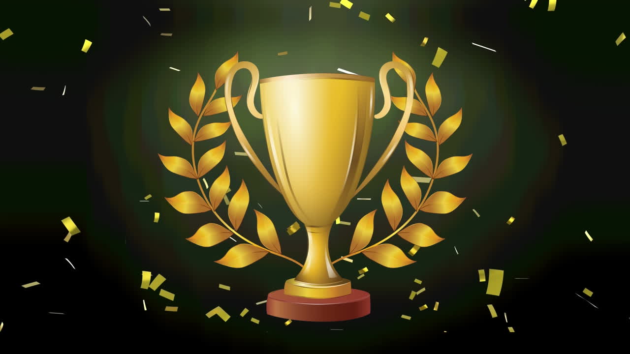 animación del icono de la taza y el confeti sobre fondo negro