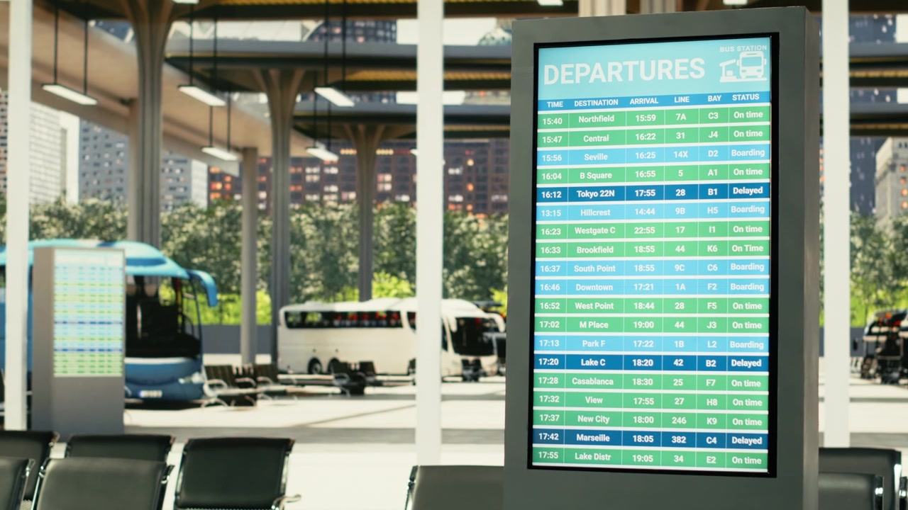 Moderna stazione dei trasporti pubblici con sala d'attesa vuota