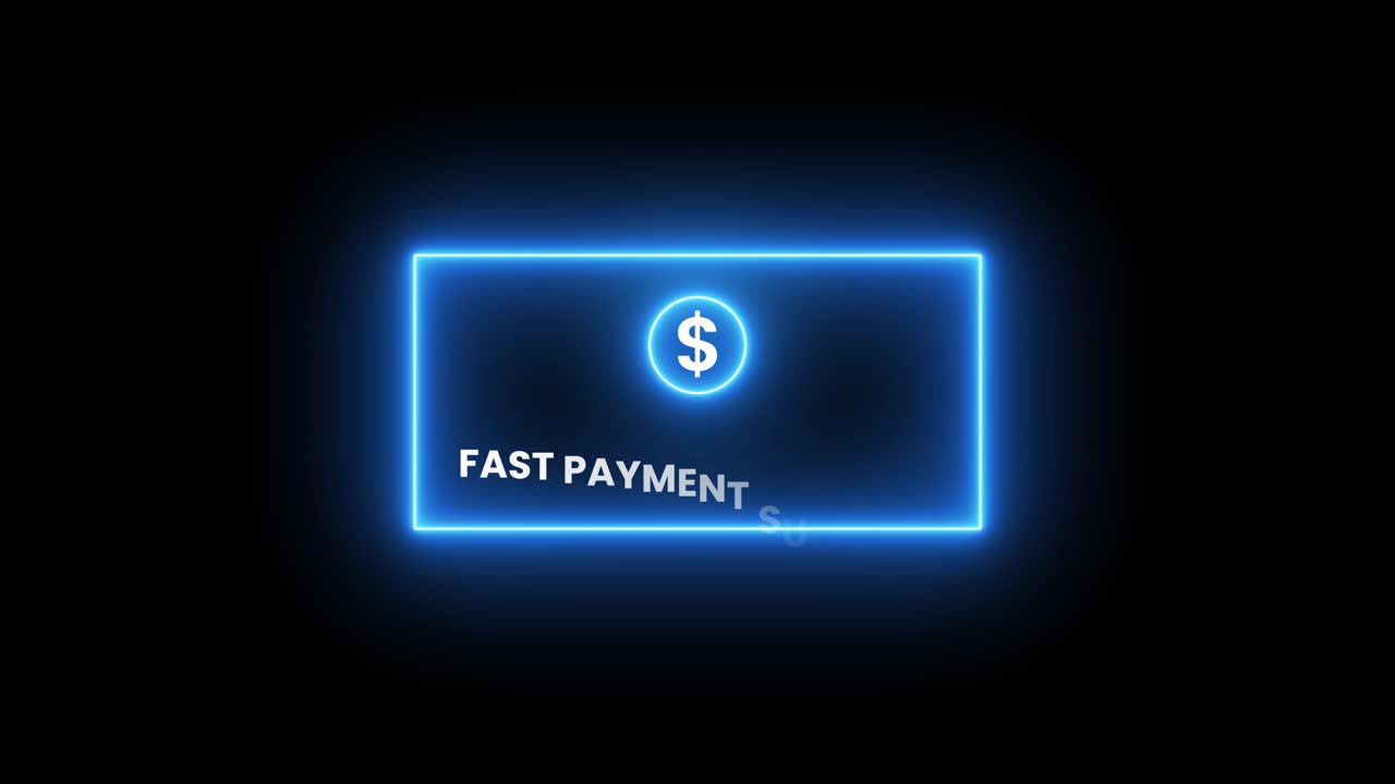 Animated Neon Dollar Sign and Fast Payment Success Message