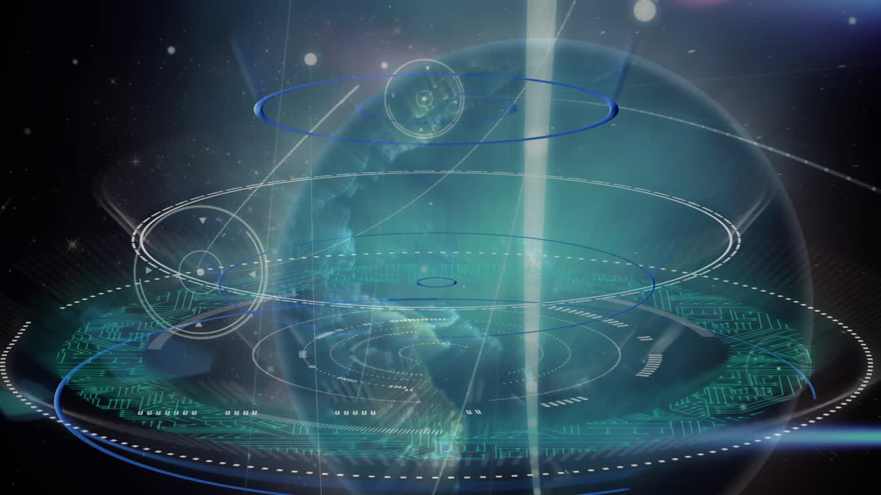 빛나는 지구상에서 다양한 데이터 처리의 애니메이션