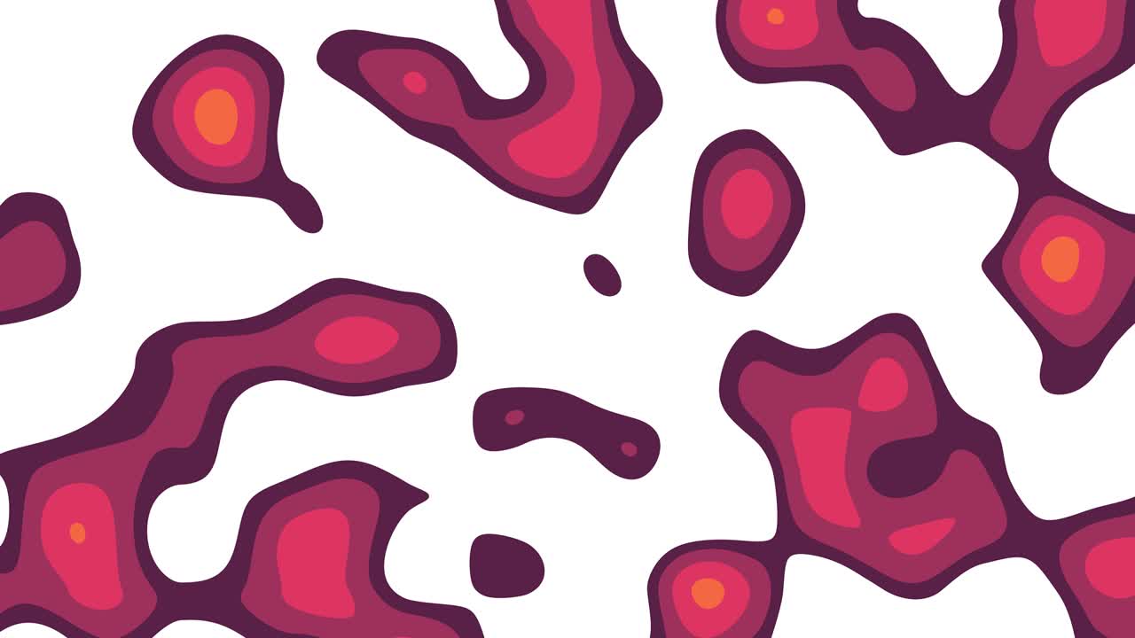 Abstract animation of red organic shapes moving on white background. Loop animated background, wallpaper.
