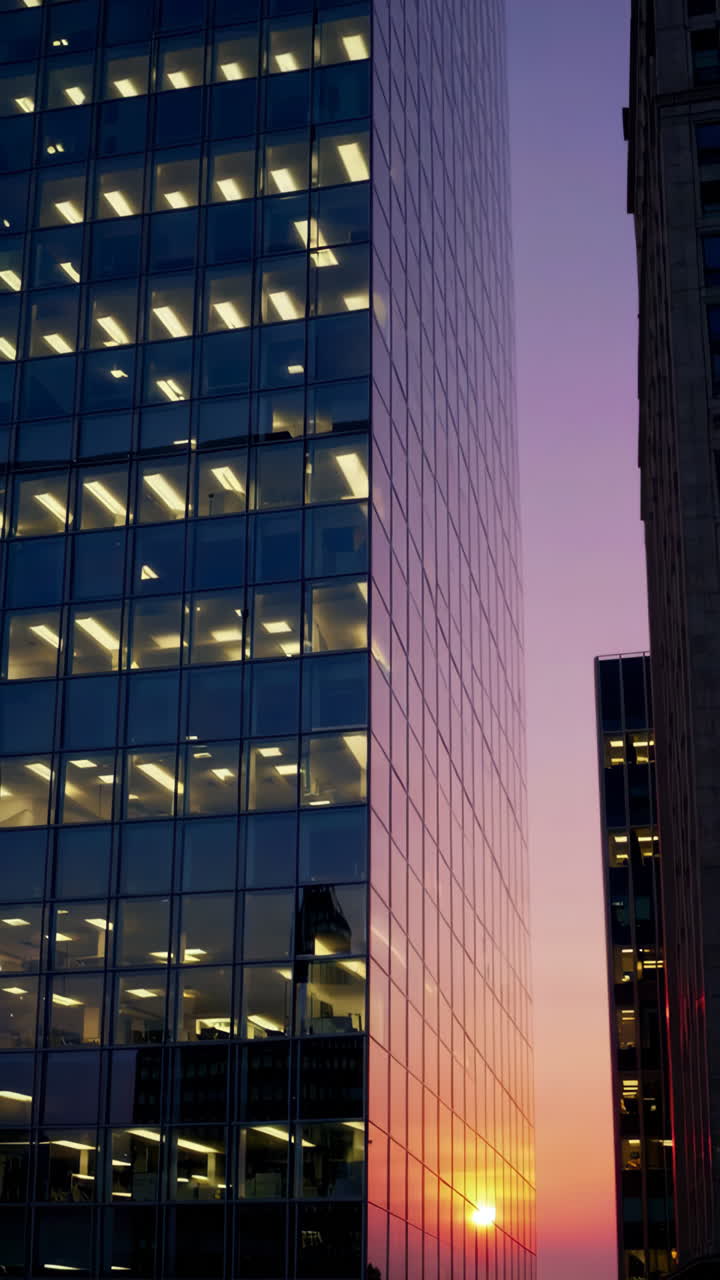 Sunset over Modern Office Skyscrapers
