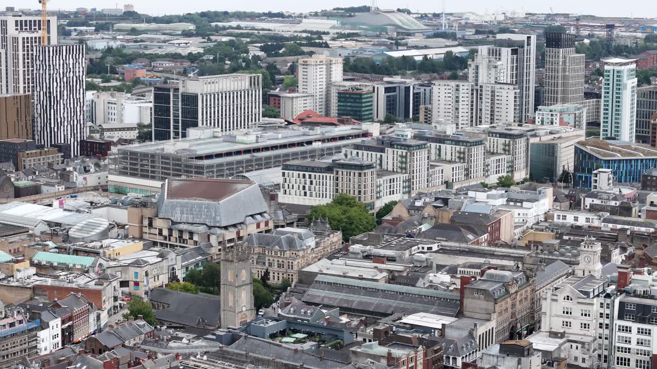 Cardiff City Centre Wales UK drone,aerial