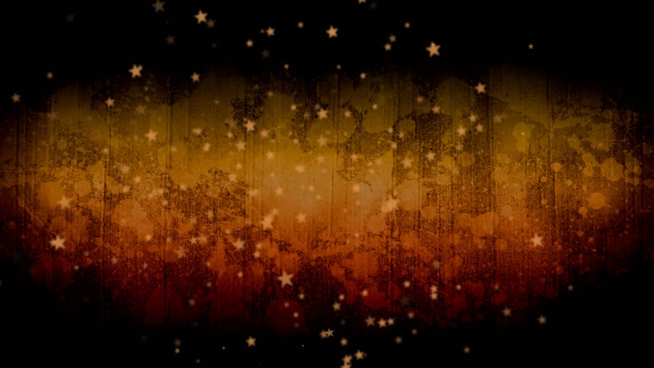 검은색과 황금색 바탕에 떨어지는 별들의 애니메이션