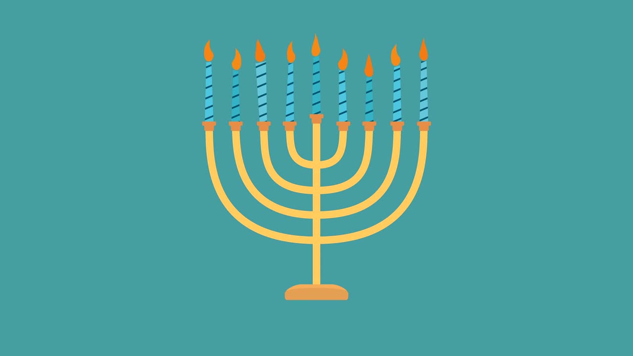 las vacaciones de hanukkah menora diseño plano icono de animación