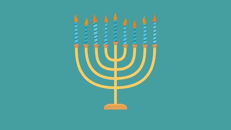 Hanukkah holiday Menora flat design animation icon