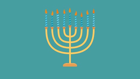 las vacaciones de hanukkah menora diseño plano icono de animación