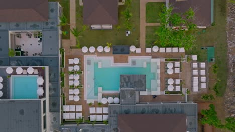 aerial top drone of temptation miches resort at morning in dominican republic