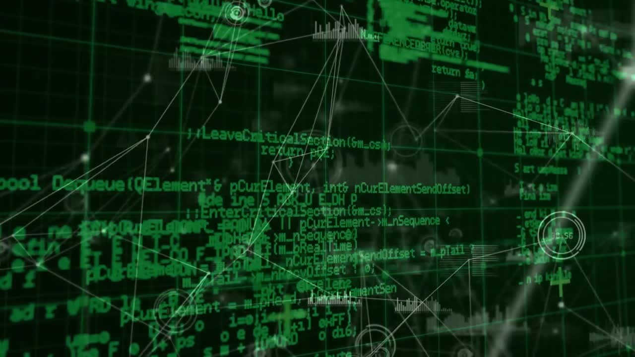 Animation of network of connections and diverse data processing in digital space