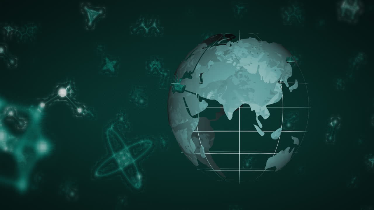 초록색 모양으로 회전하는 초록색 지구의 애니메이션