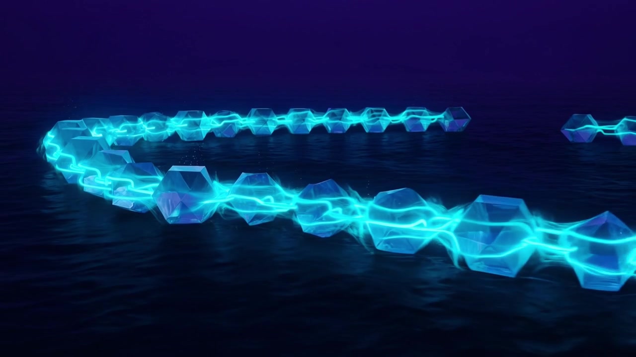 Futuristic Blockchain Chain with Glowing Energy Connections