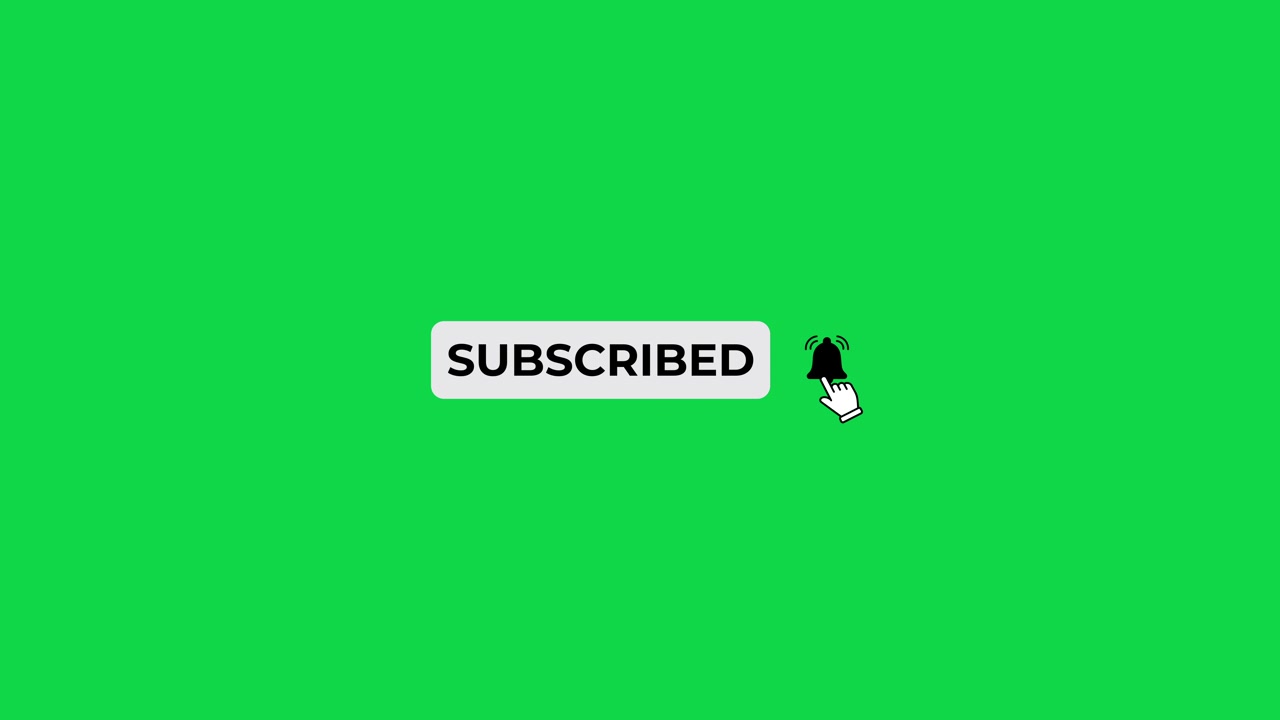 Mouse Clicking Subscribe Button and Bell Icon on Green Screen