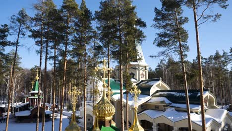 orthodox church in winter forest