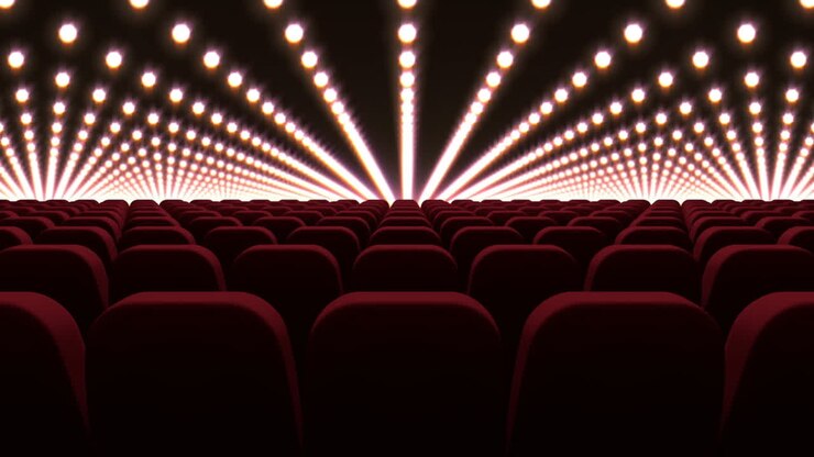 Cinema chairs in front of red lights